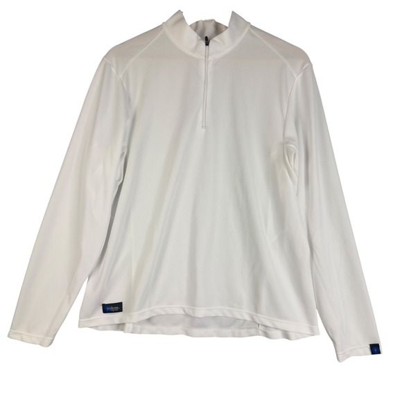 Irideon White Long sleeve Tee Shirt Women's Size XL Mock Neck Top 1/3 Zip Strech - Picture 1 of 5